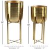 imageCosmoLiving by Cosmopolitan Metal Indoor Outdoor Planter Dome Large Planter Pot with Removable Stand Set of 2 Planters 19quot 22quotH GoldGold