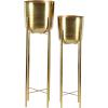 imageCosmoLiving by Cosmopolitan Metal Indoor Outdoor Planter Dome Large Planter Pot with Removable Stand Set of 2 Planters 19quot 22quotH GoldGold