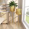 imageCosmoLiving by Cosmopolitan Metal Indoor Outdoor Planter Dome Large Planter Pot with Removable Stand Set of 2 Planters 19quot 22quotH GoldGold