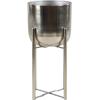 imageCosmoLiving by Cosmopolitan Metal Indoor Outdoor Planter Dome Large Planter Pot with Removable Stand Set of 2 Planters 19quot 22quotH GoldSilver Coat