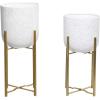 imageCosmoLiving by Cosmopolitan Metal Indoor Outdoor Planter Dome Large Planter Pot with Removable Stand Set of 2 Planters 19quot 22quotH GoldWhite