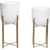 imageCosmoLiving by Cosmopolitan Metal Indoor Outdoor Planter Dome Large Planter Pot with Removable Stand Set of 2 Planters 19quot 22quotH GoldWhite