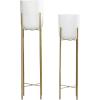 imageCosmoLiving by Cosmopolitan Metal Indoor Outdoor Planter Dome Large Planter Pot with Removable Stand Set of 2 Planters 19quot 22quotH GoldWhite