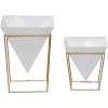 imageCosmoLiving by Cosmopolitan Metal Indoor Outdoor Planter Dome Small Planter Pot with Gold XShaped Stands Set of 2 Planters 12quot 10quotH White14  10H