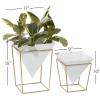 imageCosmoLiving by Cosmopolitan Metal Indoor Outdoor Planter Dome Small Planter Pot with Gold XShaped Stands Set of 2 Planters 12quot 10quotH White14  10H