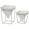 imageCosmoLiving by Cosmopolitan Metal Indoor Outdoor Planter Dome Small Planter Pot with Gold XShaped Stands Set of 2 Planters 12quot 10quotH White14  10H
