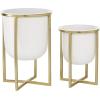 imageCosmoLiving by Cosmopolitan Metal Indoor Outdoor Planter Dome Small Planter Pot with Gold XShaped Stands Set of 2 Planters 12quot 10quotH WhiteSet of 2 Planters 12  10H