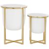 imageCosmoLiving by Cosmopolitan Metal Indoor Outdoor Planter Dome Small Planter Pot with Gold XShaped Stands Set of 2 Planters 12quot 10quotH WhiteSet of 2 Planters 12  10H