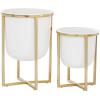 imageCosmoLiving by Cosmopolitan Metal Indoor Outdoor Planter Dome Small Planter Pot with Gold XShaped Stands Set of 2 Planters 12quot 10quotH WhiteSet of 2 Planters 12  10H
