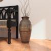 imageDeco 79 Bamboo Wood Decorative Vase Textured Centerpiece Vase with Lacquer Vase for Home Decoration 10quot x 10quot x 20quot BrownBrown