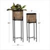 imageDeco 79 Glam Metal Set of 2 Planters 11quotW 32quotH GoldSet of 2 Planters 11W  32H