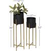 imageDeco 79 Glam Metal Set of 2 Planters 11quotW 32quotH GoldSet of 2 Planters 30  36H
