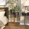 imageDeco 79 Glam Metal Set of 2 Planters 11quotW 32quotH GoldSet of 2 Planters 30  36H
