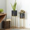 imageDeco 79 Glam Metal Set of 2 Planters 11quotW 32quotH GoldSet of 2 Planters 30  36H
