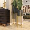 imageDeco 79 Glam Metal Set of 2 Planters 11quotW 32quotH GoldSet of 2 Planters 30  36H