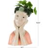 imageDeco 79 Magnesium Oxide Woman Indoor Outdoor Planter Distressed Antique Greek Bust Large Planter Pot with Floral Accents Planter 11quot x 10quot x 22quot CreamBeige