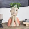 imageDeco 79 Magnesium Oxide Woman Indoor Outdoor Planter Distressed Antique Greek Bust Large Planter Pot with Floral Accents Planter 11quot x 10quot x 22quot CreamBeige