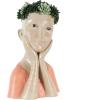 imageDeco 79 Magnesium Oxide Woman Indoor Outdoor Planter Distressed Antique Greek Bust Large Planter Pot with Floral Accents Planter 11quot x 10quot x 22quot CreamBeige