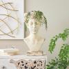 imageDeco 79 Magnesium Oxide Woman Indoor Outdoor Planter Distressed Antique Greek Bust Large Planter Pot with Floral Accents Planter 11quot x 10quot x 22quot CreamCream