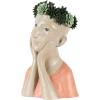 imageDeco 79 Magnesium Oxide Woman Indoor Outdoor Planter Distressed Antique Greek Bust Large Planter Pot with Floral Accents Planter 11quot x 10quot x 22quot CreamBeige