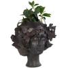 imageDeco 79 Magnesium Oxide Woman Indoor Outdoor Planter Distressed Antique Greek Bust Large Planter Pot with Floral Accents Planter 11quot x 10quot x 22quot CreamBronze