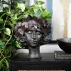 imageDeco 79 Magnesium Oxide Woman Indoor Outdoor Planter Distressed Antique Greek Bust Large Planter Pot with Floral Accents Planter 11quot x 10quot x 22quot CreamBronze
