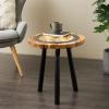 imageDeco 79 Mango Wood Floral Handmade Side End Accent Table Intricately Carved End Table with Turned Base Side Table 17quot x 17quot x 21quot Dark BrownBrown