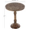 imageDeco 79 Mango Wood Floral Handmade Side End Accent Table Intricately Carved End Table with Turned Base Side Table 17quot x 17quot x 21quot Dark BrownDark Brown