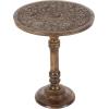 imageDeco 79 Mango Wood Floral Handmade Side End Accent Table Intricately Carved End Table with Turned Base Side Table 17quot x 17quot x 21quot Dark BrownDark Brown