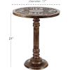 imageDeco 79 Mango Wood Floral Handmade Side End Accent Table Intricately Carved End Table with Turned Base Side Table 17quot x 17quot x 21quot Dark BrownDark Brown