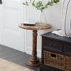 imageDeco 79 Mango Wood Floral Handmade Side End Accent Table Intricately Carved End Table with Turned Base Side Table 17quot x 17quot x 21quot Dark BrownDark Brown