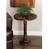 imageDeco 79 Mango Wood Floral Handmade Side End Accent Table Intricately Carved End Table with Turned Base Side Table 17quot x 17quot x 21quot Dark BrownDark Brown