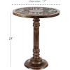 imageDeco 79 Mango Wood Floral Handmade Side End Accent Table Intricately Carved End Table with Turned Base Side Table 17quot x 17quot x 21quot Dark BrownDark Brown