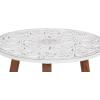 imageDeco 79 Mango Wood Floral Handmade Side End Accent Table Intricately Carved End Table with Turned Base Side Table 17quot x 17quot x 21quot Dark BrownWhite