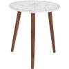 imageDeco 79 Mango Wood Floral Handmade Side End Accent Table Intricately Carved End Table with Turned Base Side Table 17quot x 17quot x 21quot Dark BrownWhite