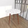 imageDeco 79 Mango Wood Floral Handmade Side End Accent Table Intricately Carved End Table with Turned Base Side Table 17quot x 17quot x 21quot Dark BrownWhite