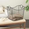 imageDeco 79 Metal Decorative and Functional Storage Basket Deep Basket Organizer with Round Handles Basket for Storage 20quot x 18quot x 19quot GoldBlack