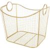 imageDeco 79 Metal Decorative and Functional Storage Basket Deep Basket Organizer with Round Handles Basket for Storage 20quot x 18quot x 19quot GoldGold