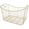 imageDeco 79 Metal Decorative and Functional Storage Basket Deep Basket Organizer with Round Handles Basket for Storage 20quot x 18quot x 19quot GoldGold
