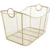imageDeco 79 Metal Decorative and Functional Storage Basket Deep Basket Organizer with Round Handles Basket for Storage 20quot x 18quot x 19quot GoldGold