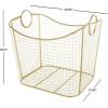 imageDeco 79 Metal Decorative and Functional Storage Basket Deep Basket Organizer with Round Handles Basket for Storage 20quot x 18quot x 19quot GoldGold