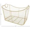 imageDeco 79 Metal Decorative and Functional Storage Basket Deep Basket Organizer with Round Handles Basket for Storage 20quot x 18quot x 19quot GoldGold
