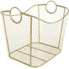 imageDeco 79 Metal Decorative and Functional Storage Basket Deep Basket Organizer with Round Handles Basket for Storage 20quot x 18quot x 19quot GoldGold
