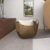 imageDeco 79 Metal Decorative and Functional Storage Basket Deep Basket Organizer with Round Handles Basket for Storage 20quot x 18quot x 19quot GoldGold