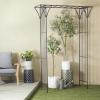 imageDeco 79 Metal Fleur De Lis Indoor Outdoor Scrollwork Arched Garden Arbor 44quot x 15quot x 95quot BlackBlack