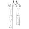 imageDeco 79 Metal Fleur De Lis Indoor Outdoor Scrollwork Arched Garden Arbor 44quot x 15quot x 95quot BlackBlack