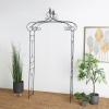 imageDeco 79 Metal Fleur De Lis Indoor Outdoor Scrollwork Arched Garden Arbor 44quot x 15quot x 95quot BlackBlack