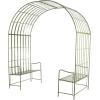 imageDeco 79 Metal Fleur De Lis Indoor Outdoor Scrollwork Arched Garden Arbor 44quot x 15quot x 95quot BlackGreen