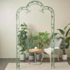 imageDeco 79 Metal Fleur De Lis Indoor Outdoor Scrollwork Arched Garden Arbor 44quot x 15quot x 95quot BlackGreen