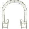 imageDeco 79 Metal Fleur De Lis Indoor Outdoor Scrollwork Arched Garden Arbor 44quot x 15quot x 95quot BlackGreen